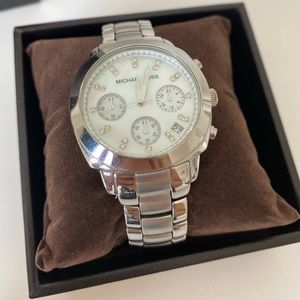 Michael Kors silver watch with rhinestones